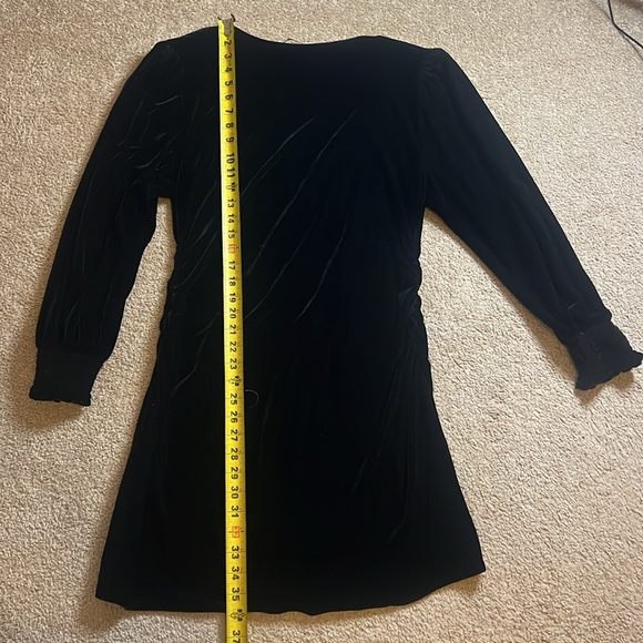 Zara Velvet Button Long Sleeve Shoulder Pad Dress - Picture 11 of 14